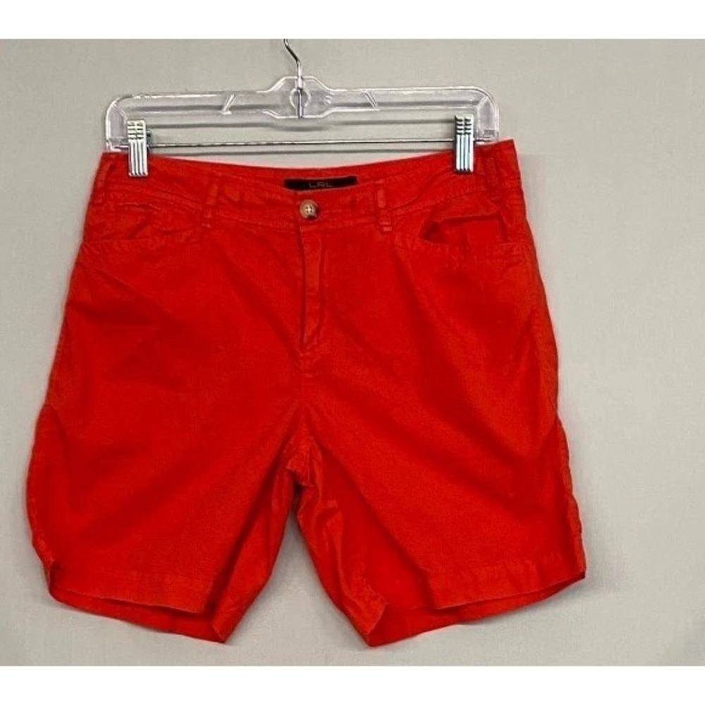 Lauren Ralph Lauren Chino Shorts Womens 4 Red Flat Front Resort Wear